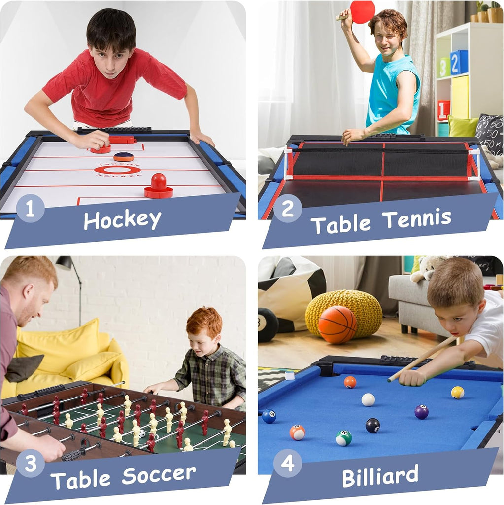 54" 4-in-1 Swivel Multi Game Table - Combo Game Table Set for Youth, Adults - Indoor and Outdoor Arcade Sports Table