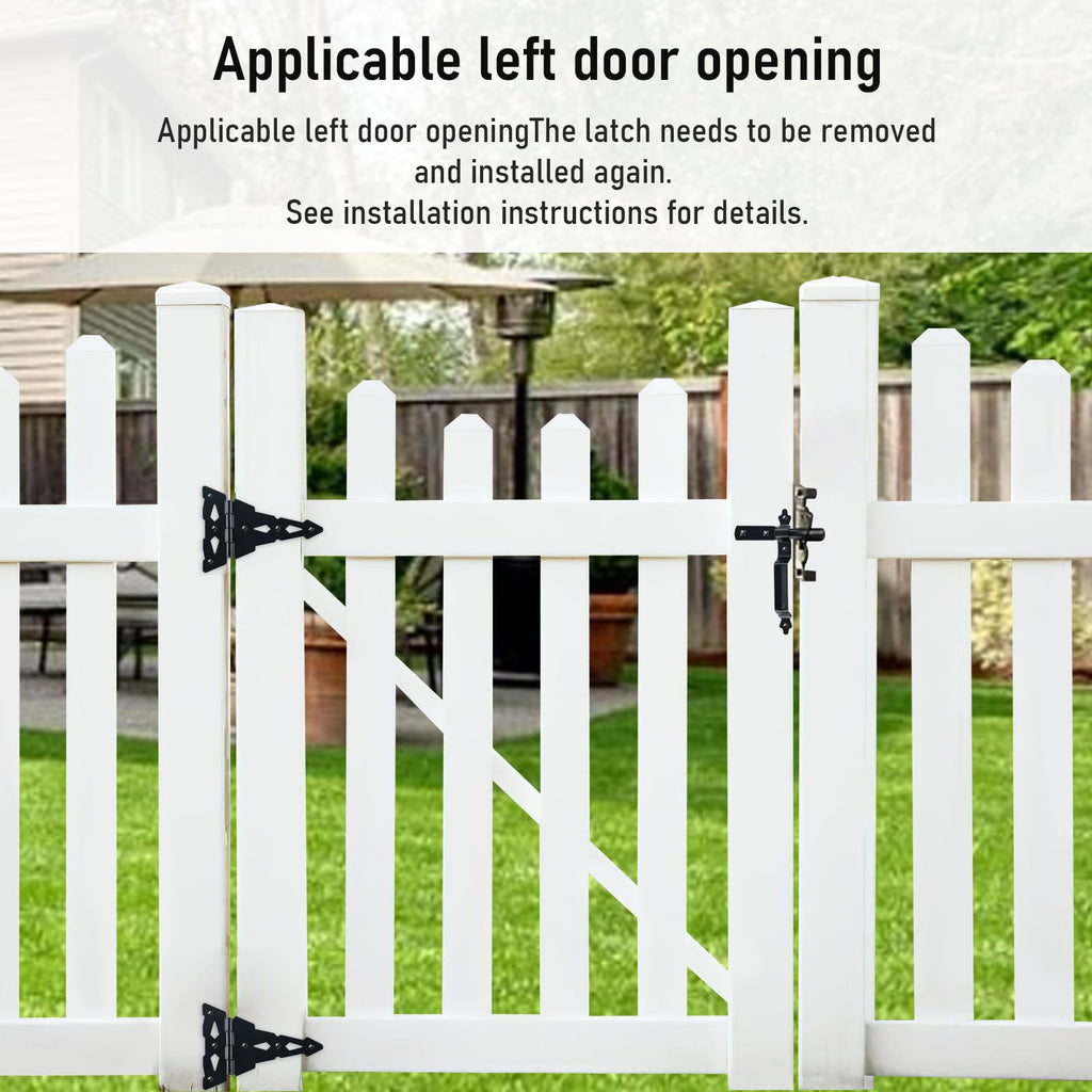 Heavy Duty Wood Gate Kit, 8 Inch Decorative T Hinge and Spring Loaded Latch Gate Kit with Screws for Wooden Fence Shed
