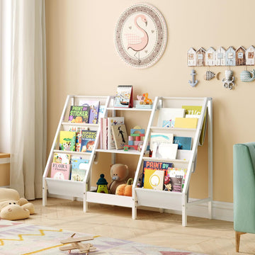 Kids Bookshelf and Toy Organizer, 3-Tier Bookshelf for Kids | Sturdy Kid Bookcase with Storage, Toddler Book Shelf