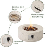 2-Piece Outdoor Propane Fire Pit Table Set w Tank Table, 28" Terrazzo Round Fire Table (Certified, 40,000 BTU) w 16" Tank Cover Side Table 20lb - Image 4