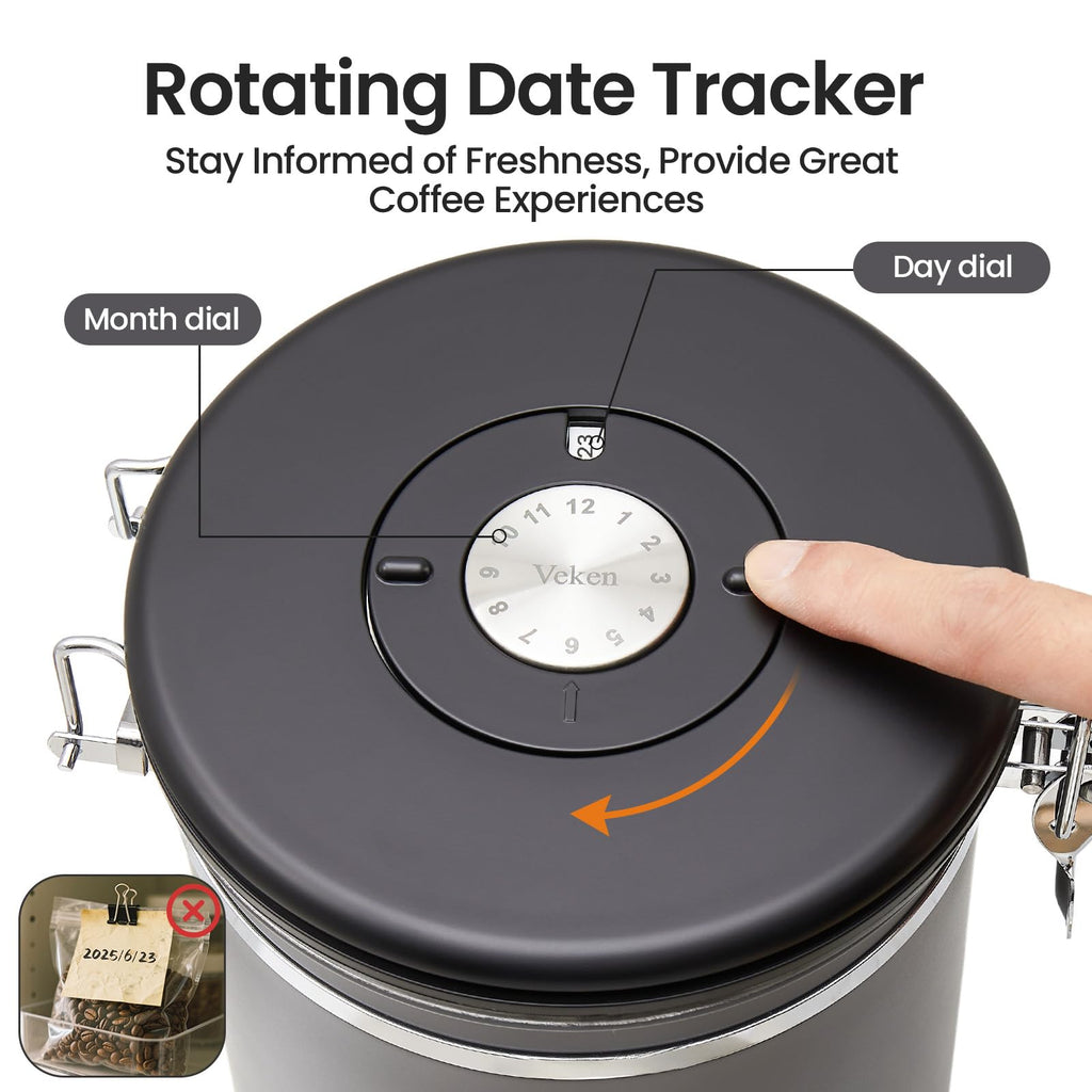 Coffee Canister, Airtight Stainless Steel Food Storage Container,16OZ