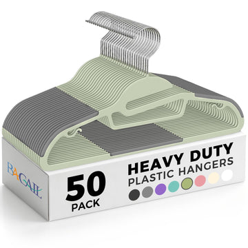 Plastic Hangers 50 Pack with Non-Slip Design, 0.2 Inches Thick, 360°Swivel Hook Space Saving Organizer