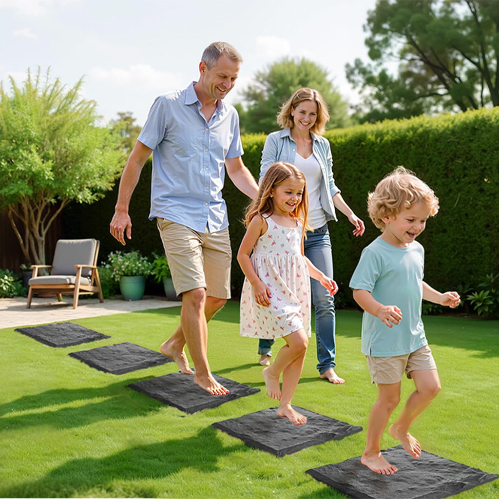 Garden Stepping Stones, 8Pcs 15.5 x 15.5 in, Decorative Stepping Stones with Stakes, Weather-Resistant Plastic