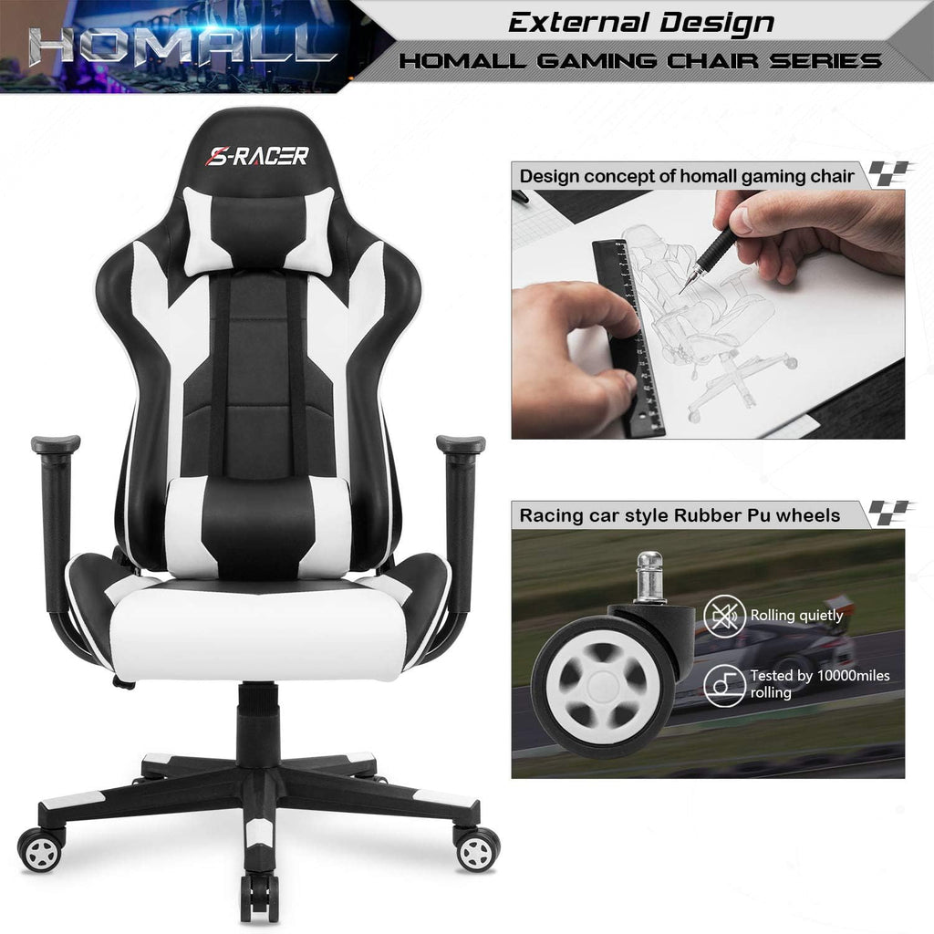 Gaming Chair, Office Chair High Back Computer Chair Leather Desk Chair Racing Executive Ergonomic Adjustable Swivel
