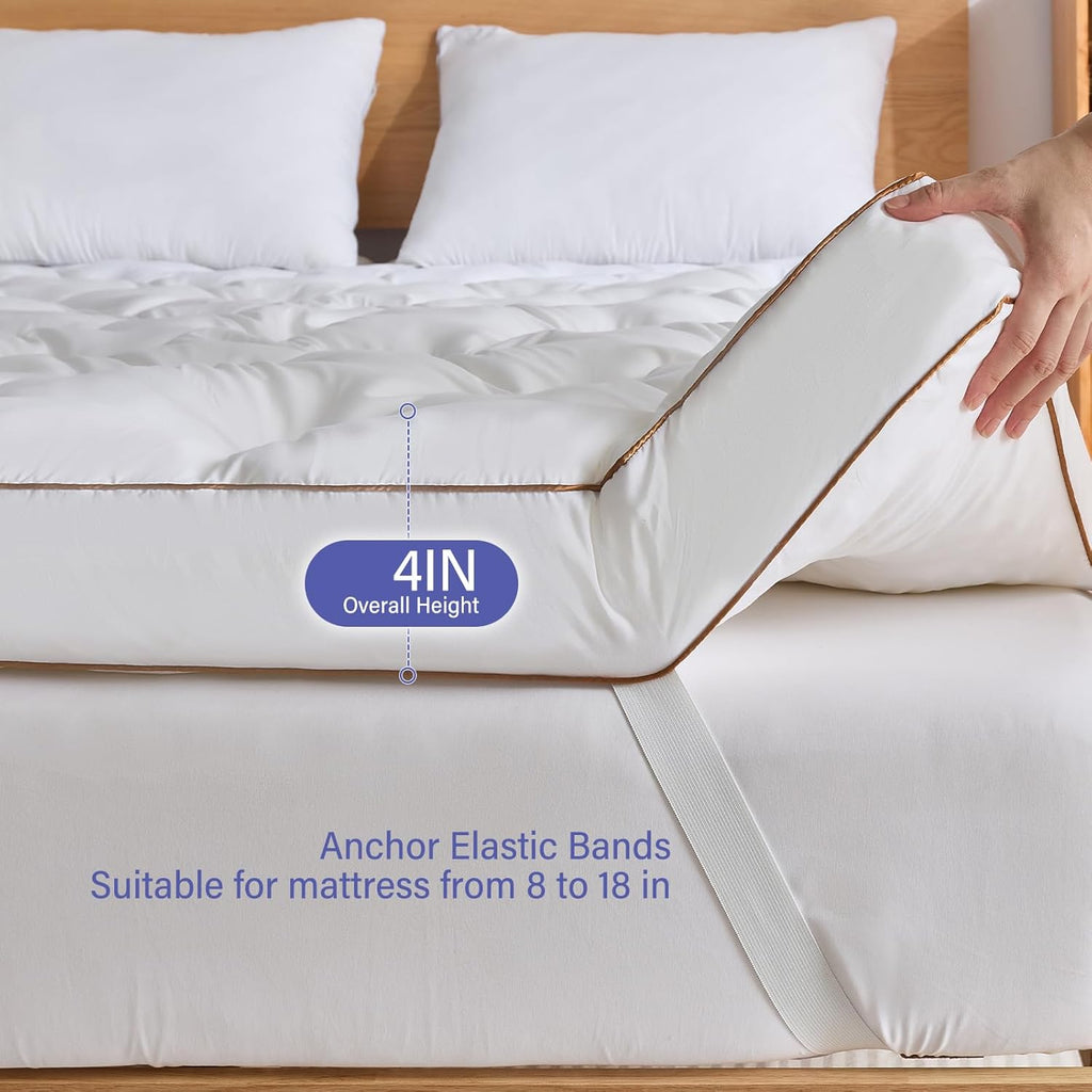 4 Inch Memory Foam Mattress Topper Queen for Back Pain Relief, Filled with Breathable Gel Memory Foam, Supportive