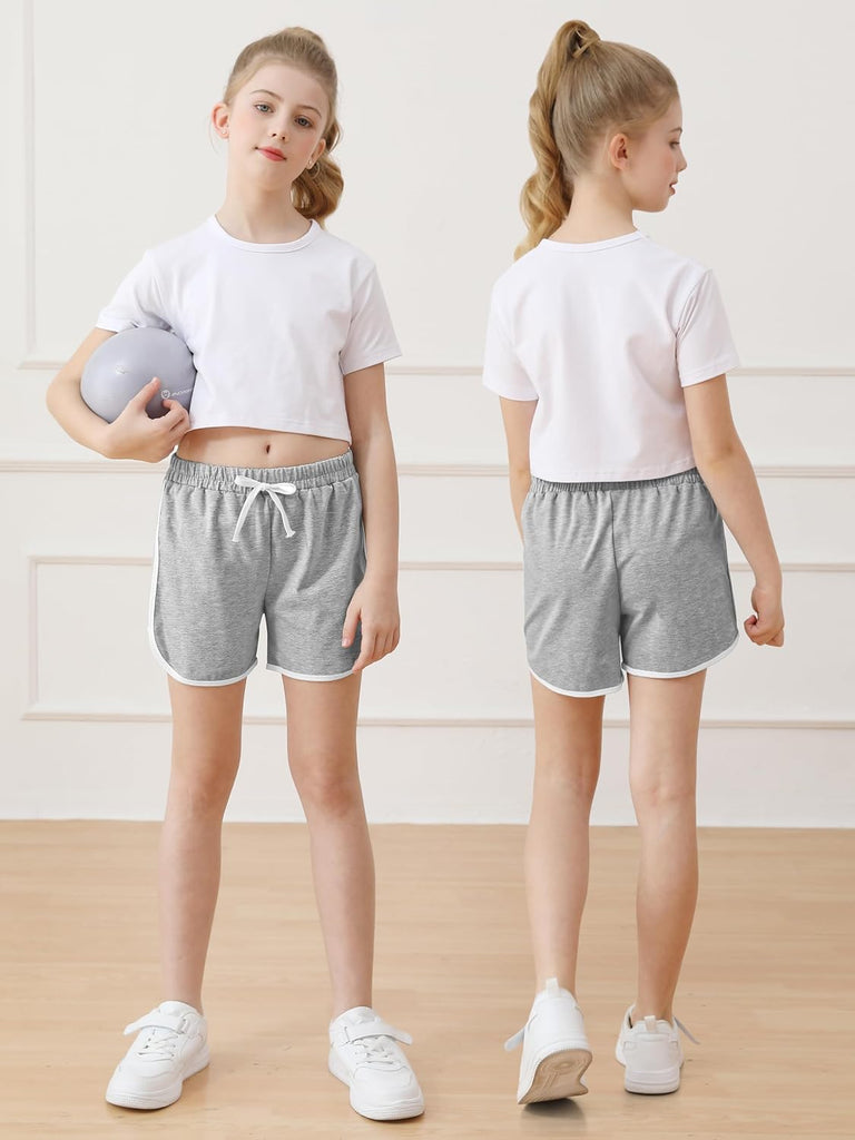 5 Pack Girls Athletic Shorts Cotton Toddler Girls Running Shorts