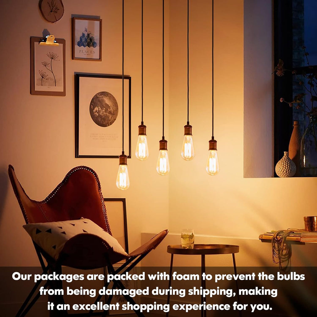 60 Watt Incandescent Edison Light Bulbs, Vintage Dimmable E26 Bulbs, ST64 2200K Warm White Antique 260LM E26 Medium