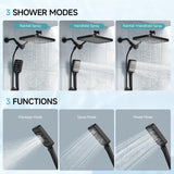 Rain Shower Head with Handheld Spray Combo Set, Adjustable 12" Rainfall Dual Shower Head, Double&Tandem Shower Head