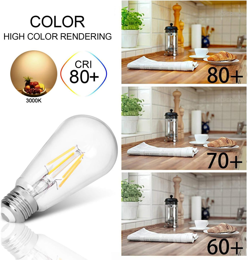 Vintage Edison Bulb 4W,Equivalent 40W Incandescent,ST18 Antique LED Filament Bulbs,Non Dimmable Daylight White