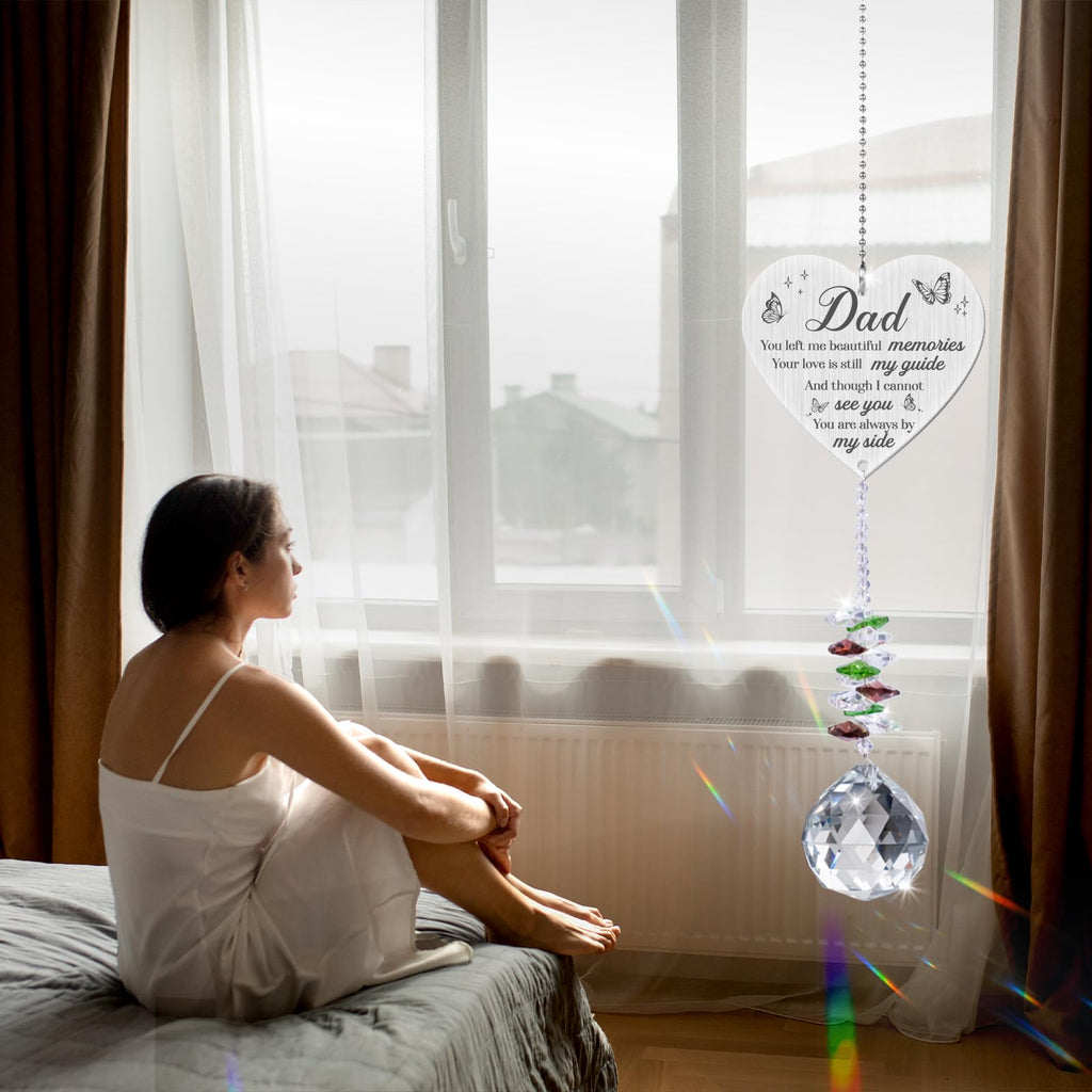 Memorial Gifts for Loss of Dad, Memorial Crystal Suncatcher Ornament, Sympathy Gifts for Loss of Father, Hanging