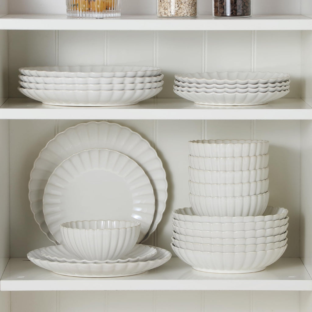 24 Pieces Dinnerware Sets, Ceramic Plates and Bowls Sets for 6