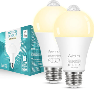 Motion Sensor Light Bulbs, 2700K Warm White, 1100LM Super Bright