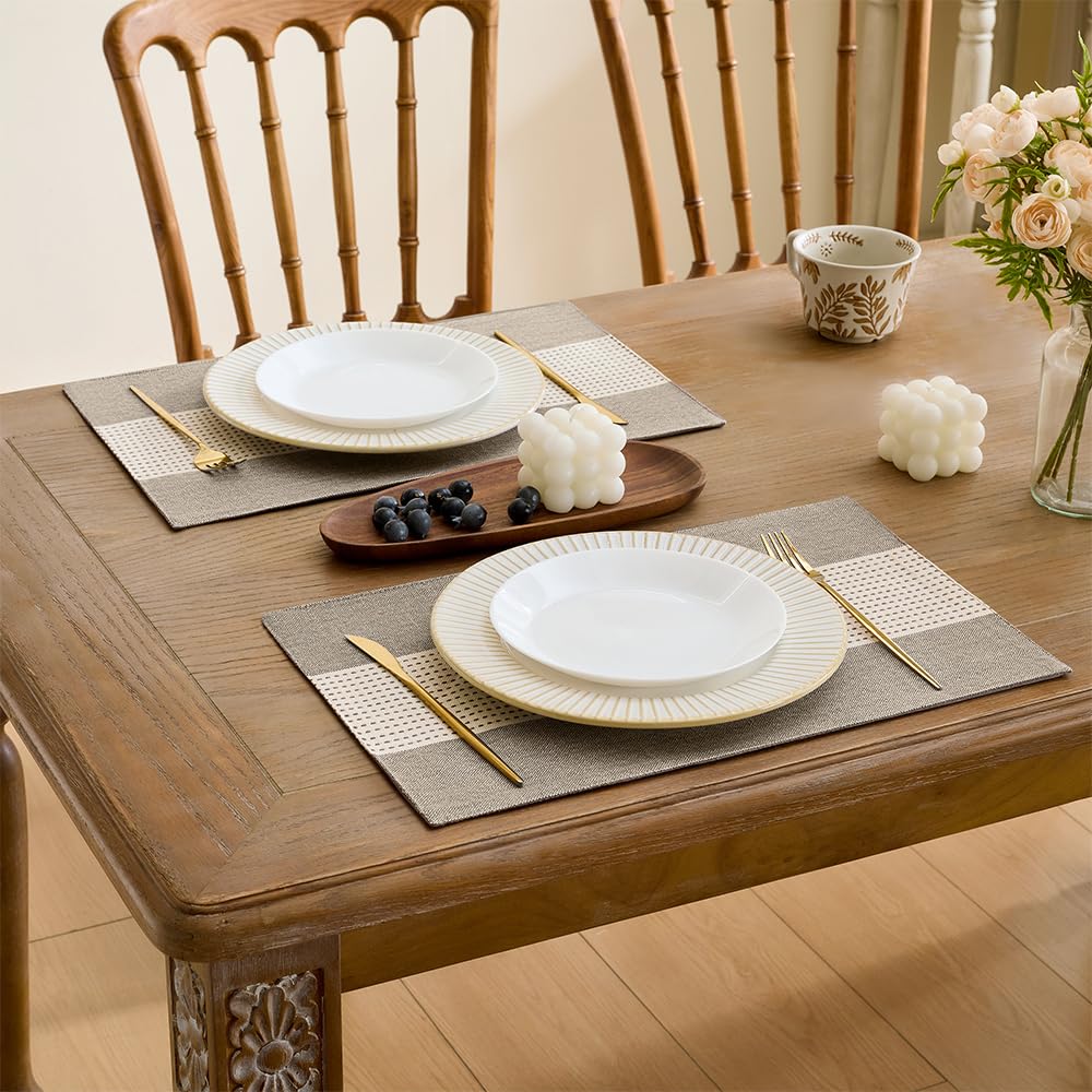Linen Placemats Set of 4, Macrame Place Mats Table