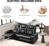 Home Theater Seating Seats, Theater Recliner Chair Sofa, PU Leather 3 seat Power Recliner Sofa with Cup Holders