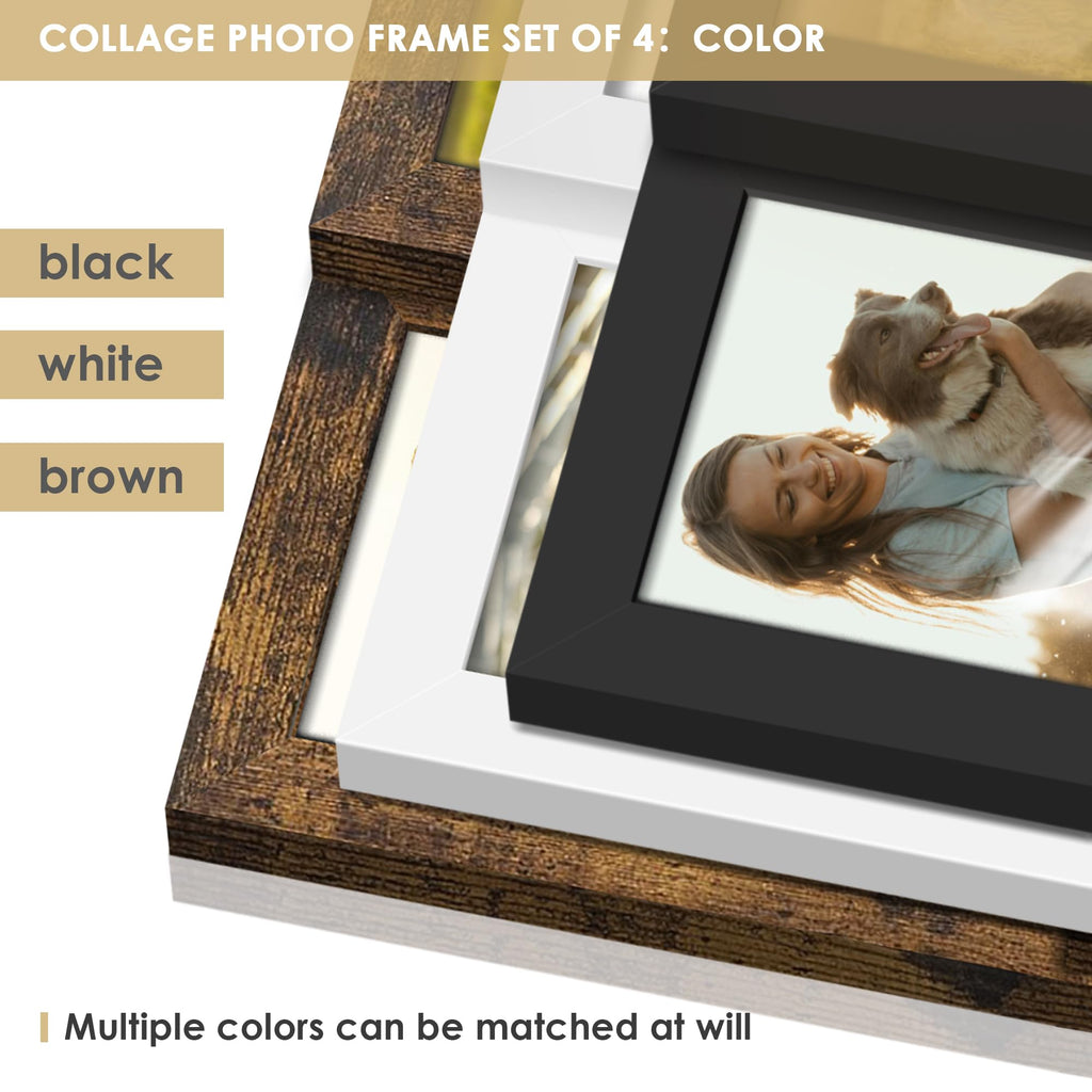 4x6 Collage Frame Tempered Glass For 4 4x6 Photos White