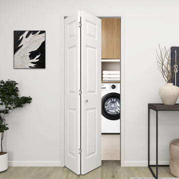 32 in.x 80 in. Bifold Door, 6 Panel Primed Bifold Closet Door