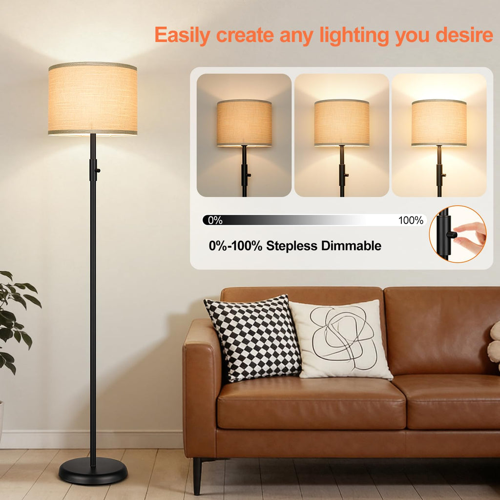 Floor Lamp Simple Design with Shade, Small Tall Lamps Bedroom Office Dining Room Kitchen-Black