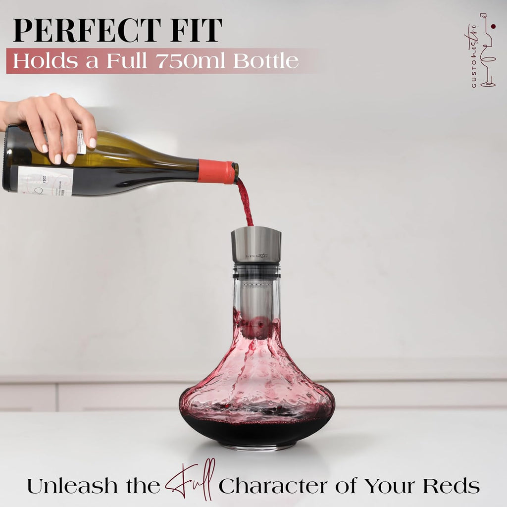Crystal Wine Decanter with Aerator Pourer - Premium Hand-blown Lead-free Glass Wine Decanter Set for Red Wines