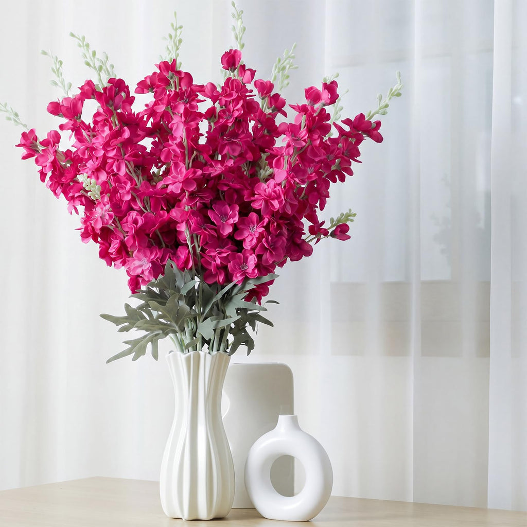 42 Pcs Rose Red Delphinium Artificial Flower Bulk, 34.25"