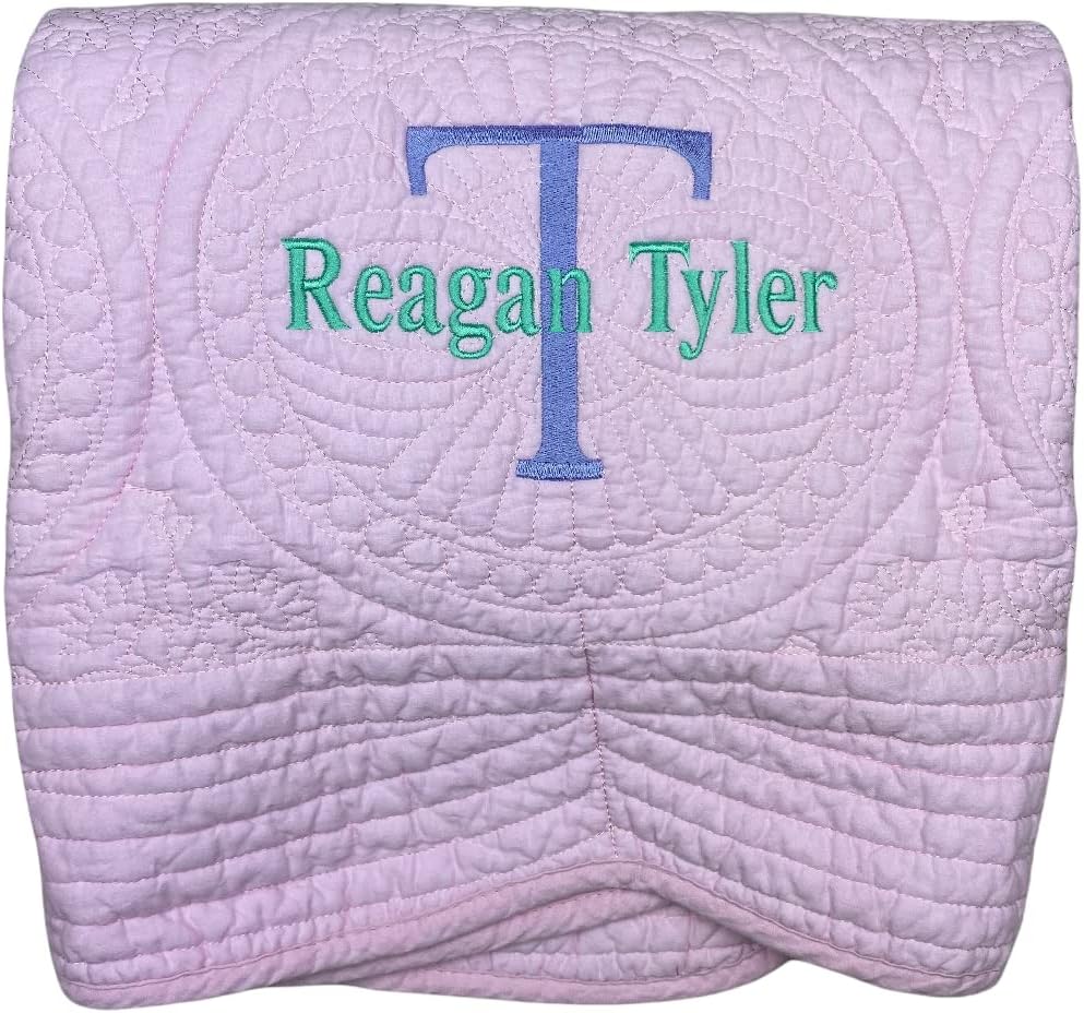 Personalized Baby Blanket - Custom Name, Monogram & Birth Stats, Soft Cotton Heirloom Quilt Keepsake, Unique Baby