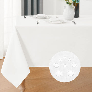 Rectangle 6 Feet Tablecloth 60x104 inch Linen Textured Table Cloth Stain and Wrinkle Resistant Washable Polyester