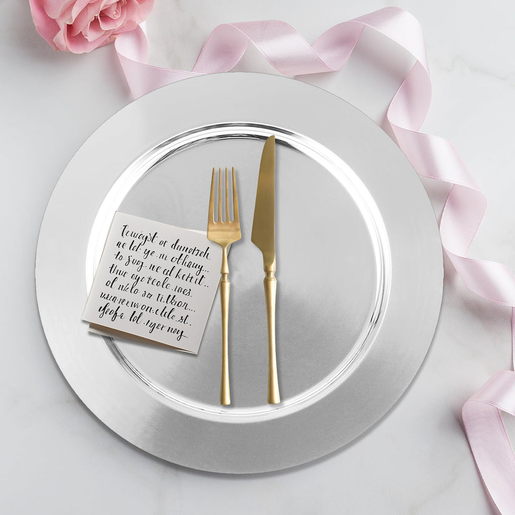 8PCS Stainless Steel Charger Plates 13inch Silver Charger Plate Metal Round Chargers for Dinner Plates Table Setting