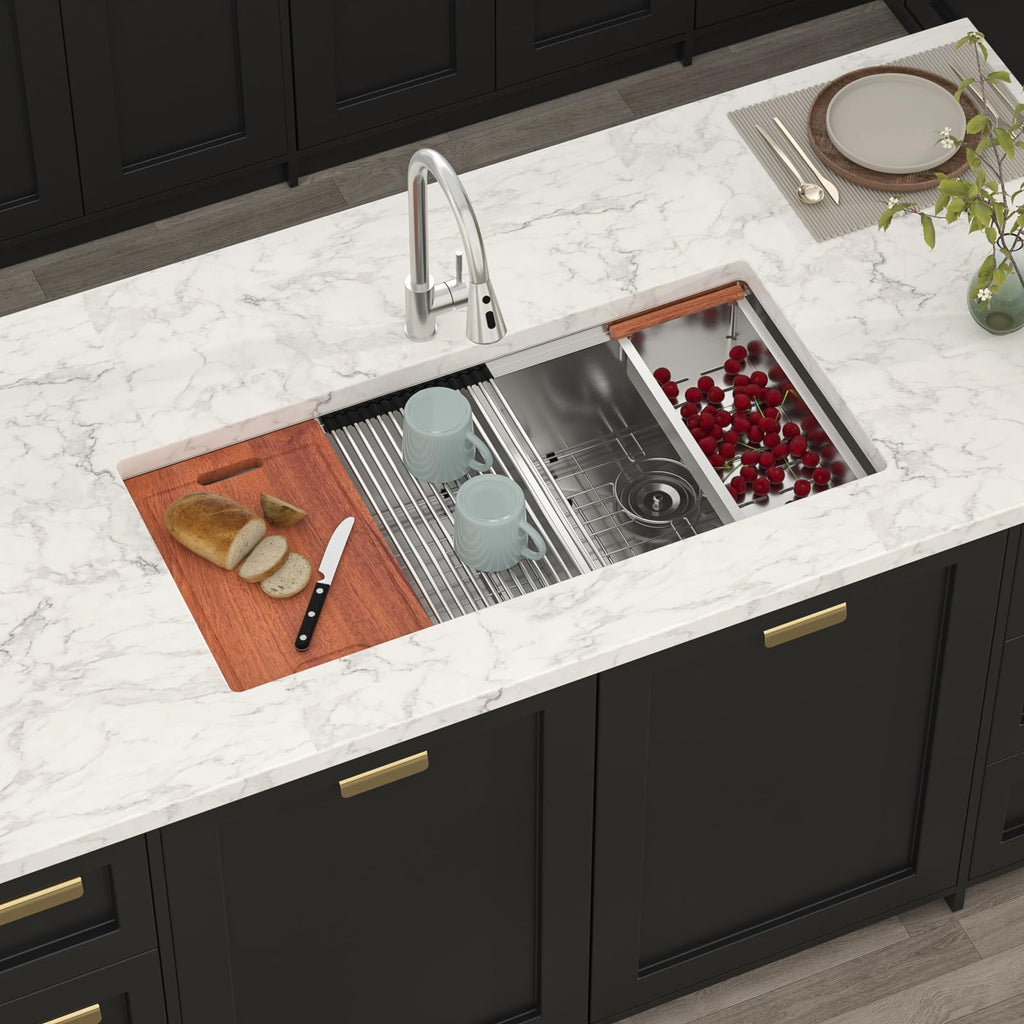 39" Double Bowl Undermount Kitchen Sink Large Workstation Sinks