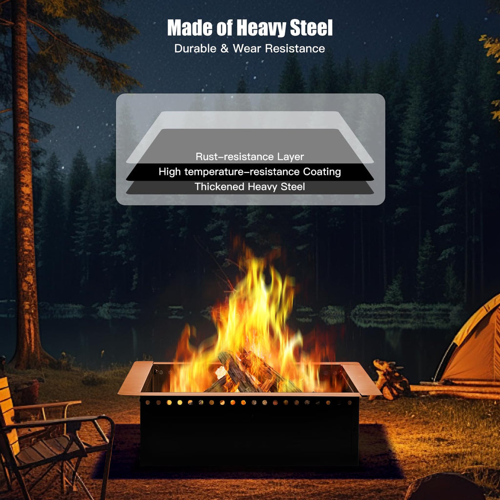 42 inch Outdoor Fire Pit Liner, Square Heavy Duty Fire Pits
