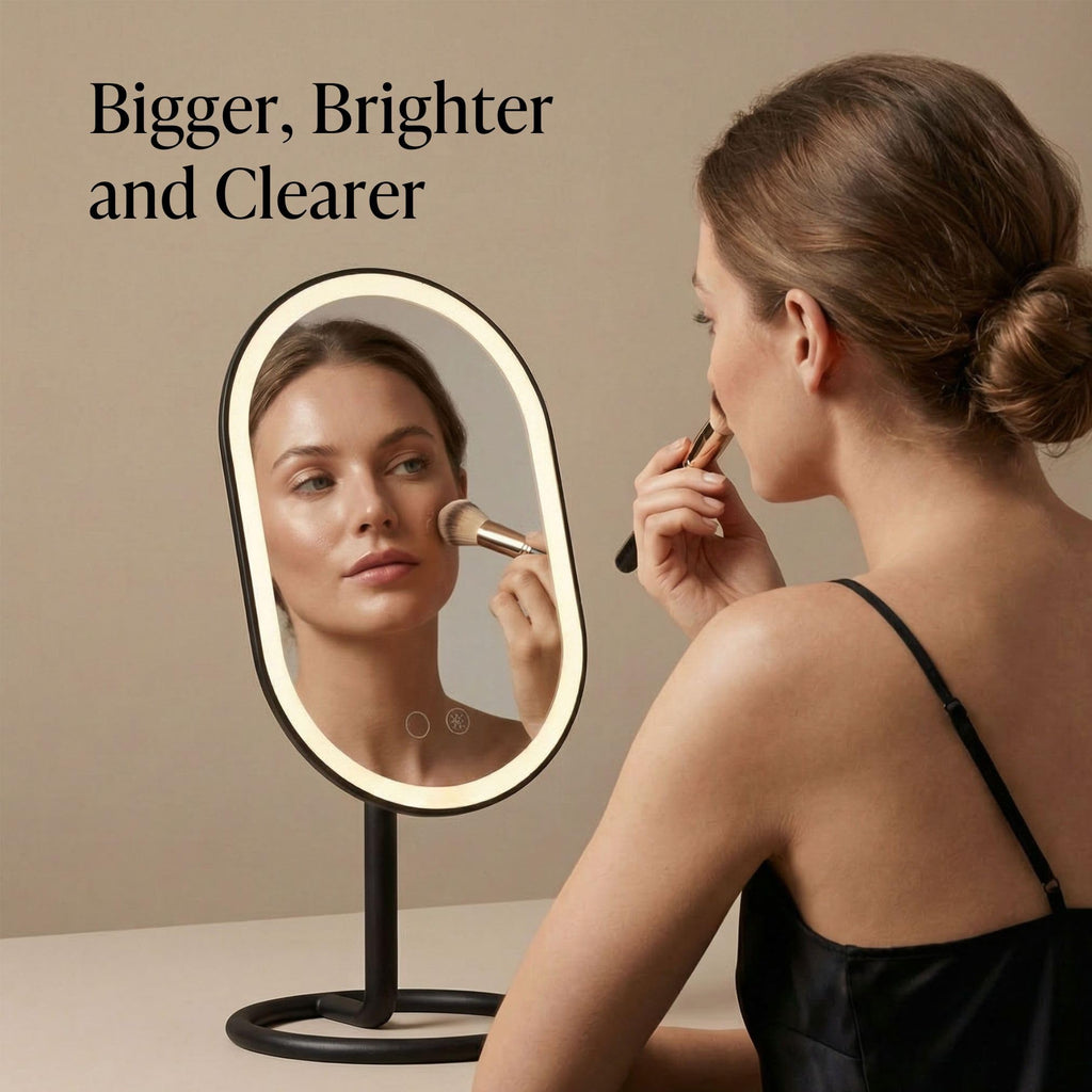 Vera LED Lighted Vanity Makeup Mirror, Rechargeable - Cordless Illuminated Cosmetic Mirror with 3 Dimmable Light