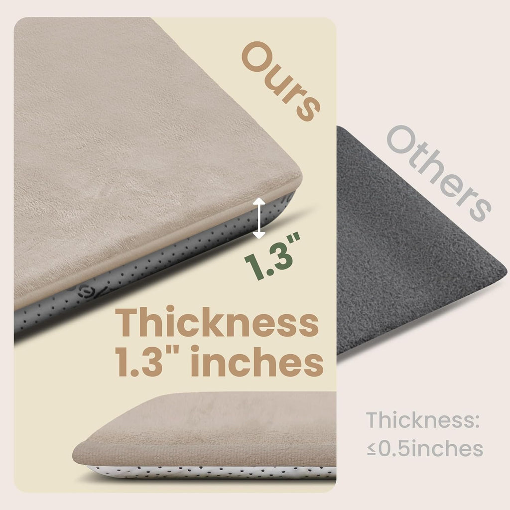 Play Mat for Floor,1.3" Thick Elasti-Foam 50"×74" Playpen Mat for Tummy Time,Water Repellent Soft Coral Velvet