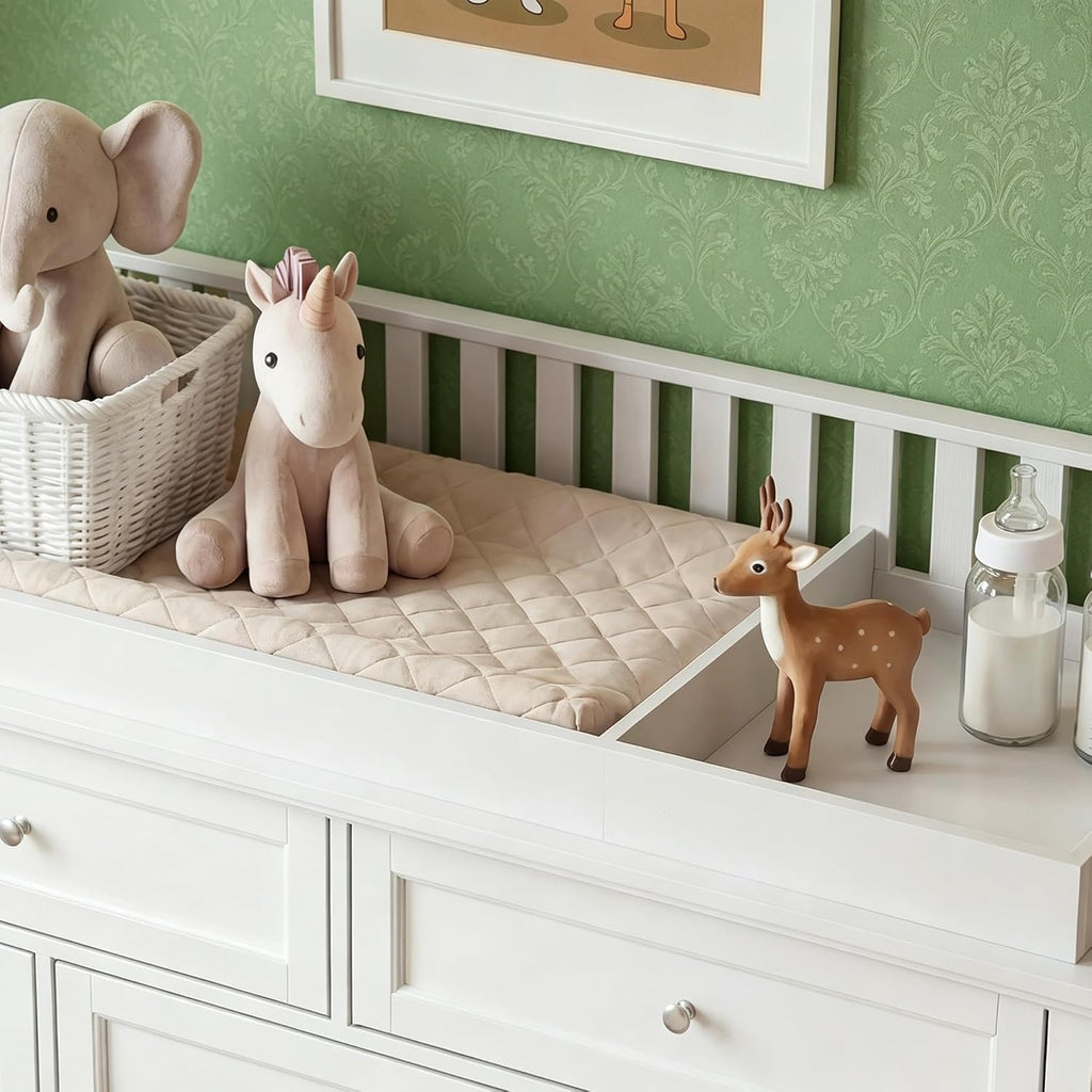 46" Large White Baby Kids Dresser with a Removable Changing Top | Large Chest of Drawers Dresser , 5 Storage Drawers