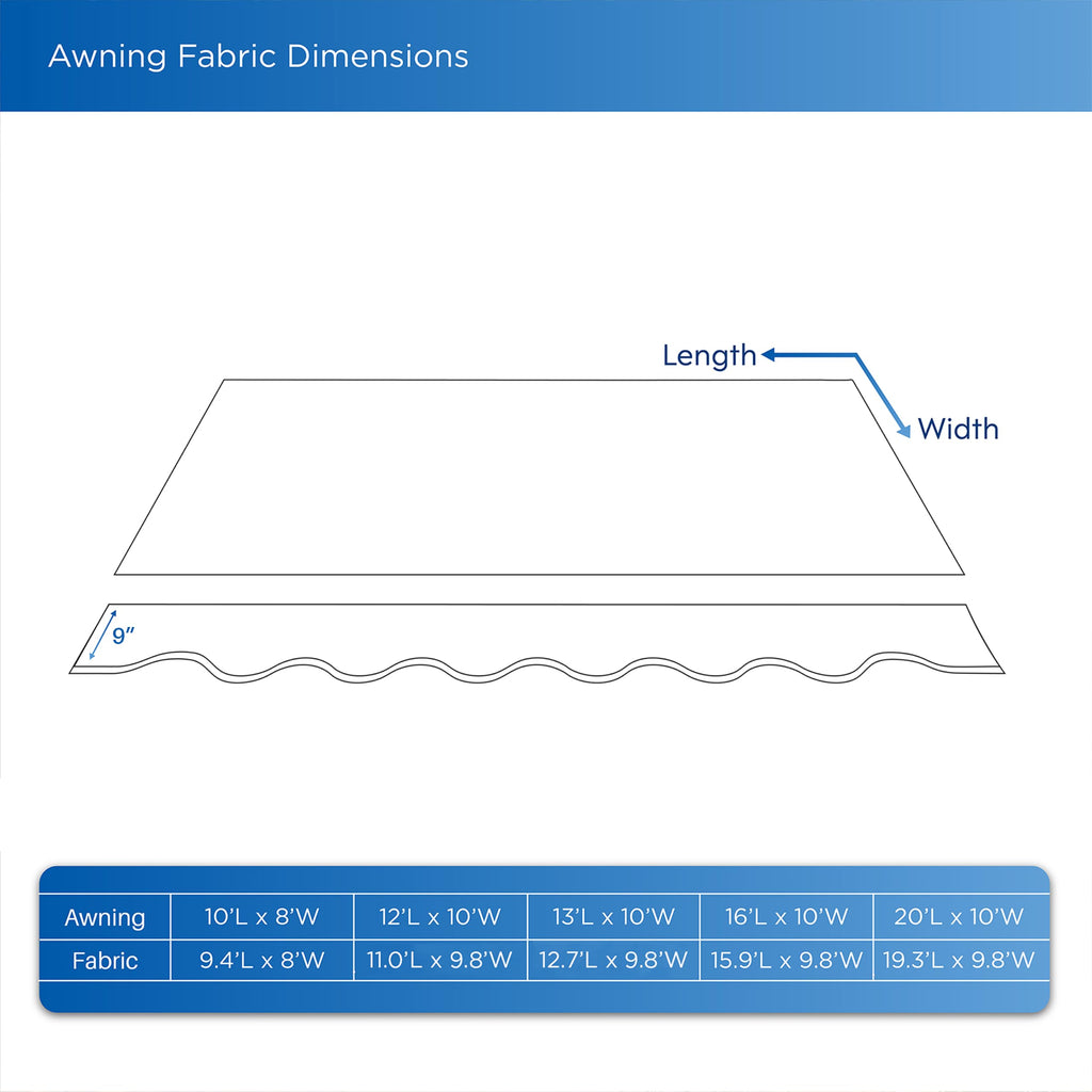 Patio Awning Fabric Replacement, 13x10 Ivory