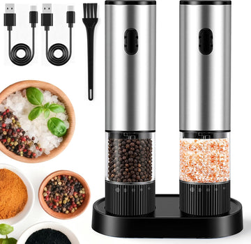 Electric Salt and Pepper Grinder Set Rechargeable,2 Pack Mill&Shakers - Set of 2