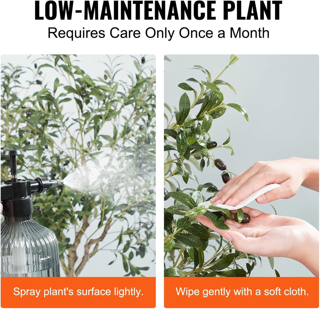 Artificial Olive Tree, 6 FT Tall Faux Plant, Secure PE Material & Anti-Tip Tilt Protection Low-Maintenance Plant