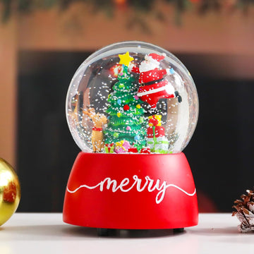 Christmas Snow Globes, Santa Snow Globes with Christmas Tree and Music Lighted Swirling Glitter Clockwork Water Globe