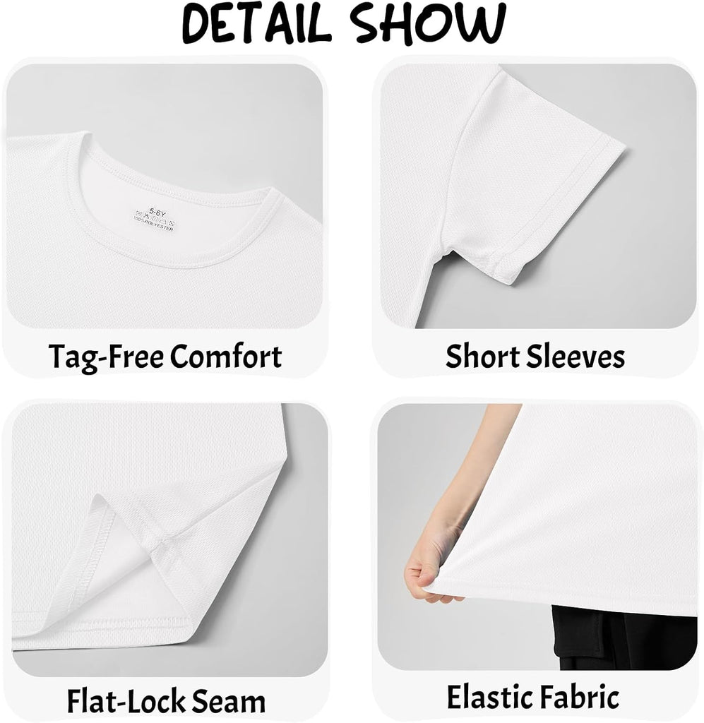 Pack Quick Dry Boys Shirts Mesh Youth Athletic Shirts for Boys