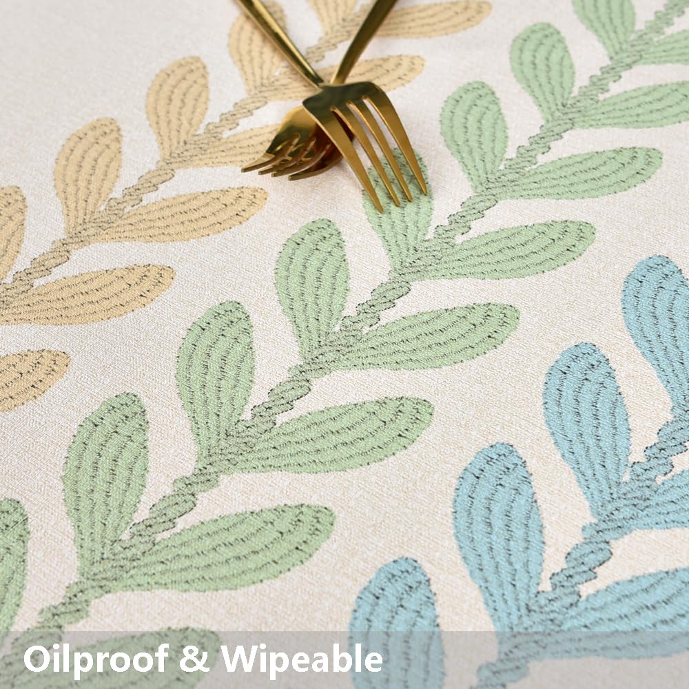 Plastic Table Cloth Rectangle Tables Beige Vinyl Tablecloth Waterproof Wipeable Oilcloth Tablecloths for Dining Table