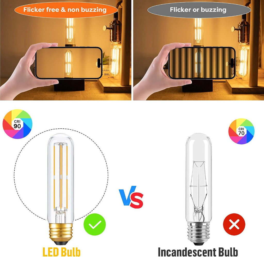 Dimmable E26 T10 LED Bulb Tube Light Bulbs 6W,2700K Solf White 600LM