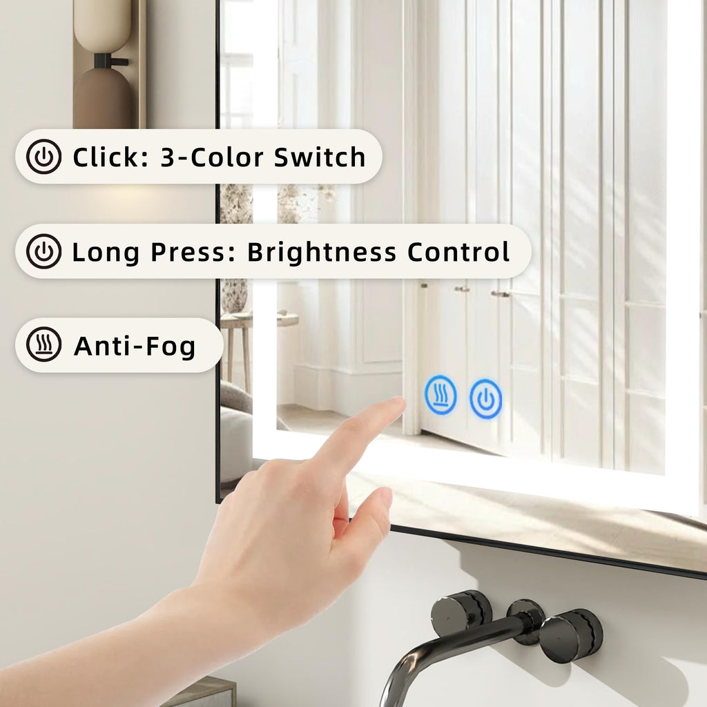 Arched Medicine Cabinet with LED Lights, Lighted Bathroom Medicine Cabinet Mirror with Anti-Fog, No Assembly