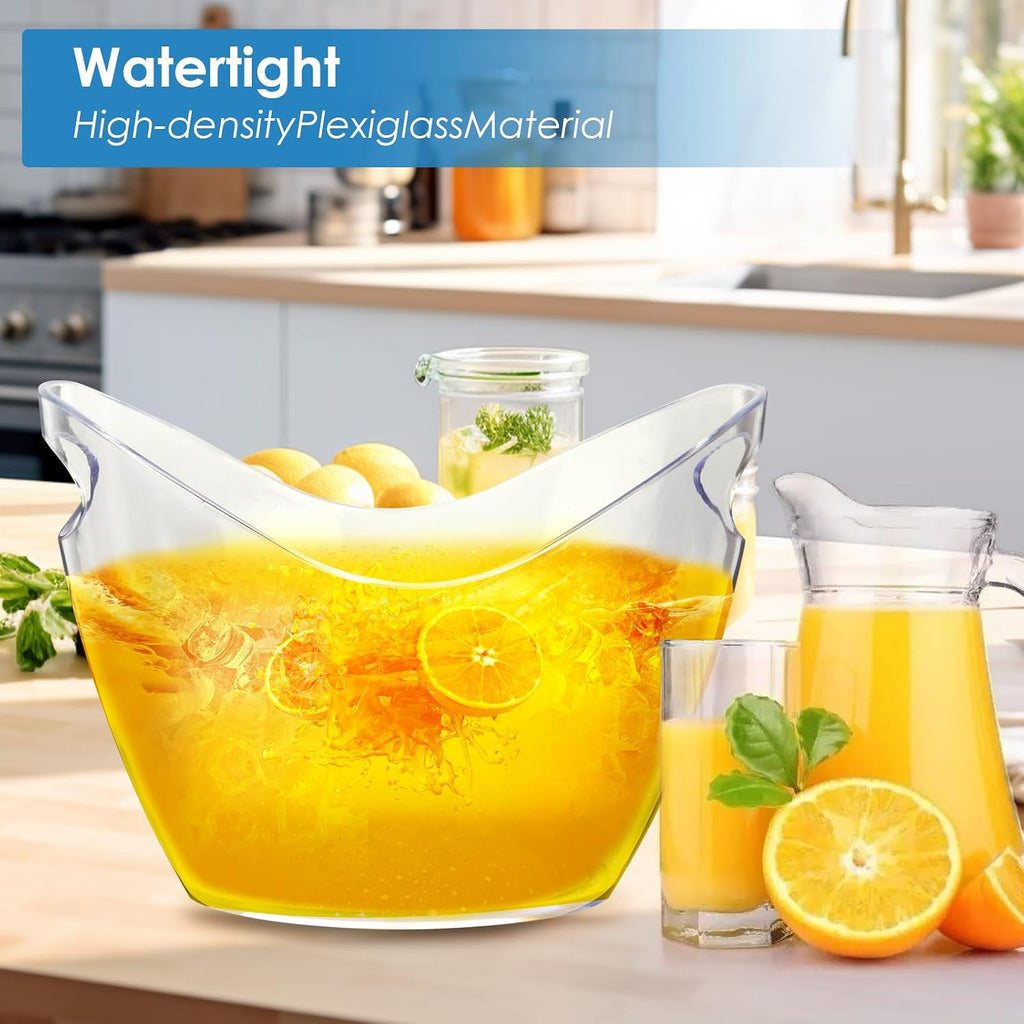 Ice Bucket Wine Bucket,Clear Acrylic 4 Liter Plastic Tub for Drinks and Parties, Food Grade