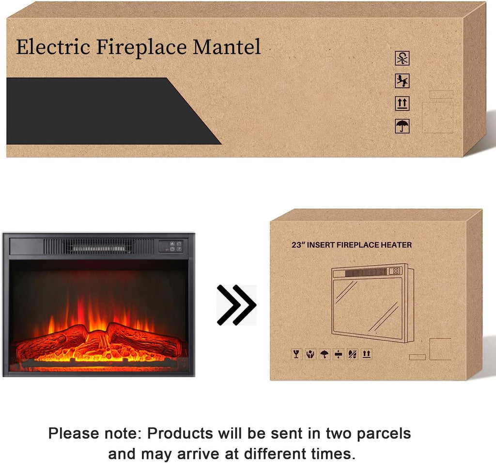 44" LED Lights Electric Fireplace with Mantel, Freestanding Entertainment Center Tv Stand with Fire Place Insert for