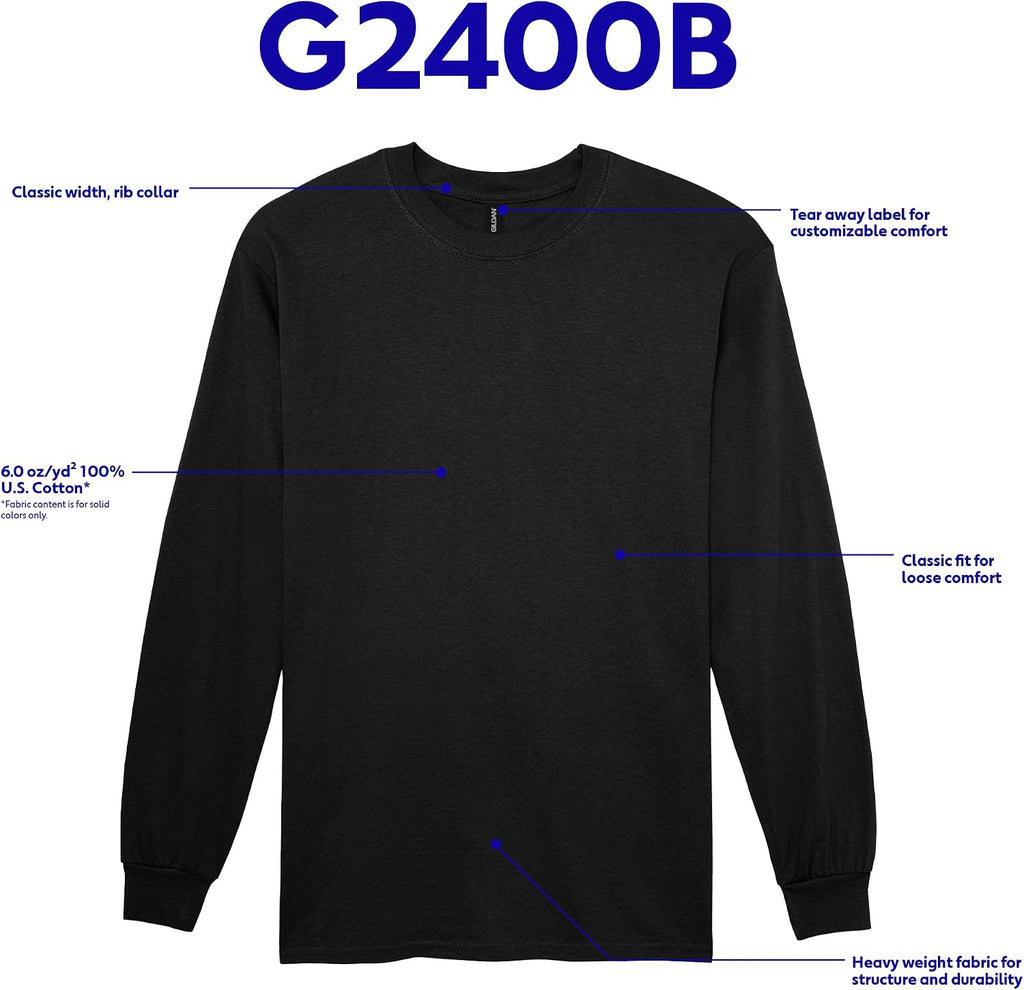 Youth Ultra Cotton Long Sleeve T-Shirt, Style G2400B, Pack