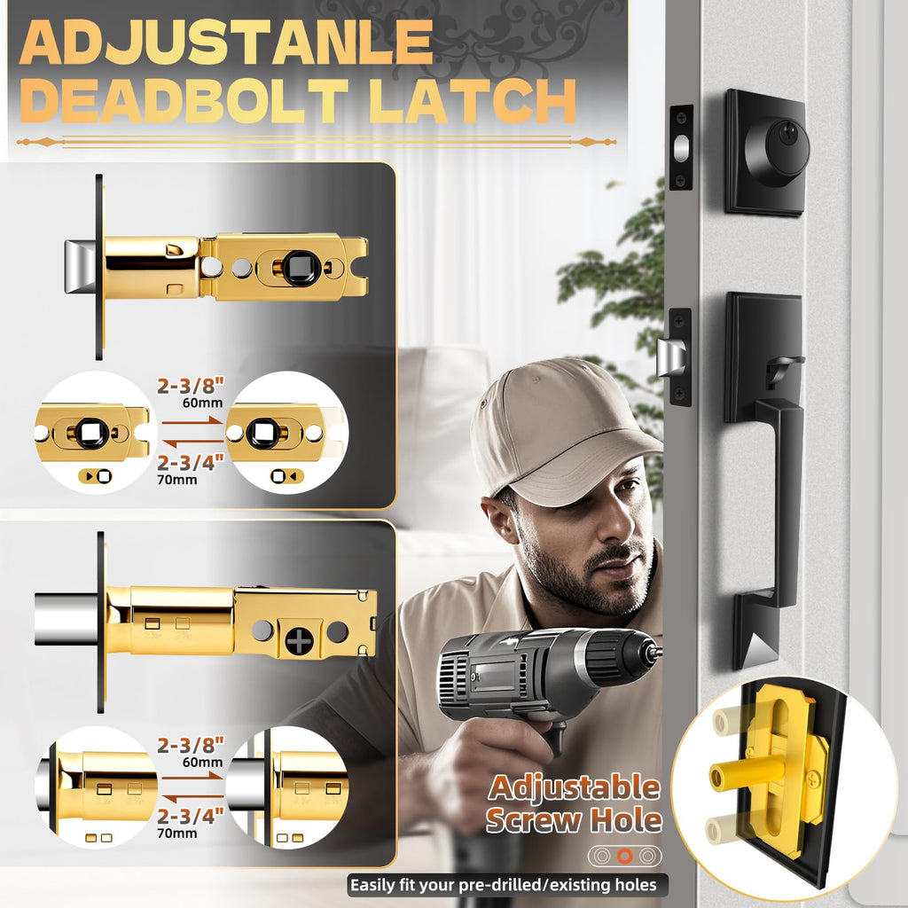 Front Door Handle and Deadbolt Set, Exterior Front Door Lock Set