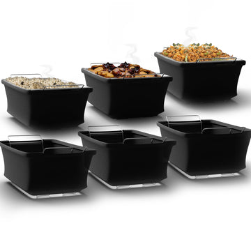 Chafer Wind Guard Slip-On Chafing Dish Covers, 6 Pack, Black