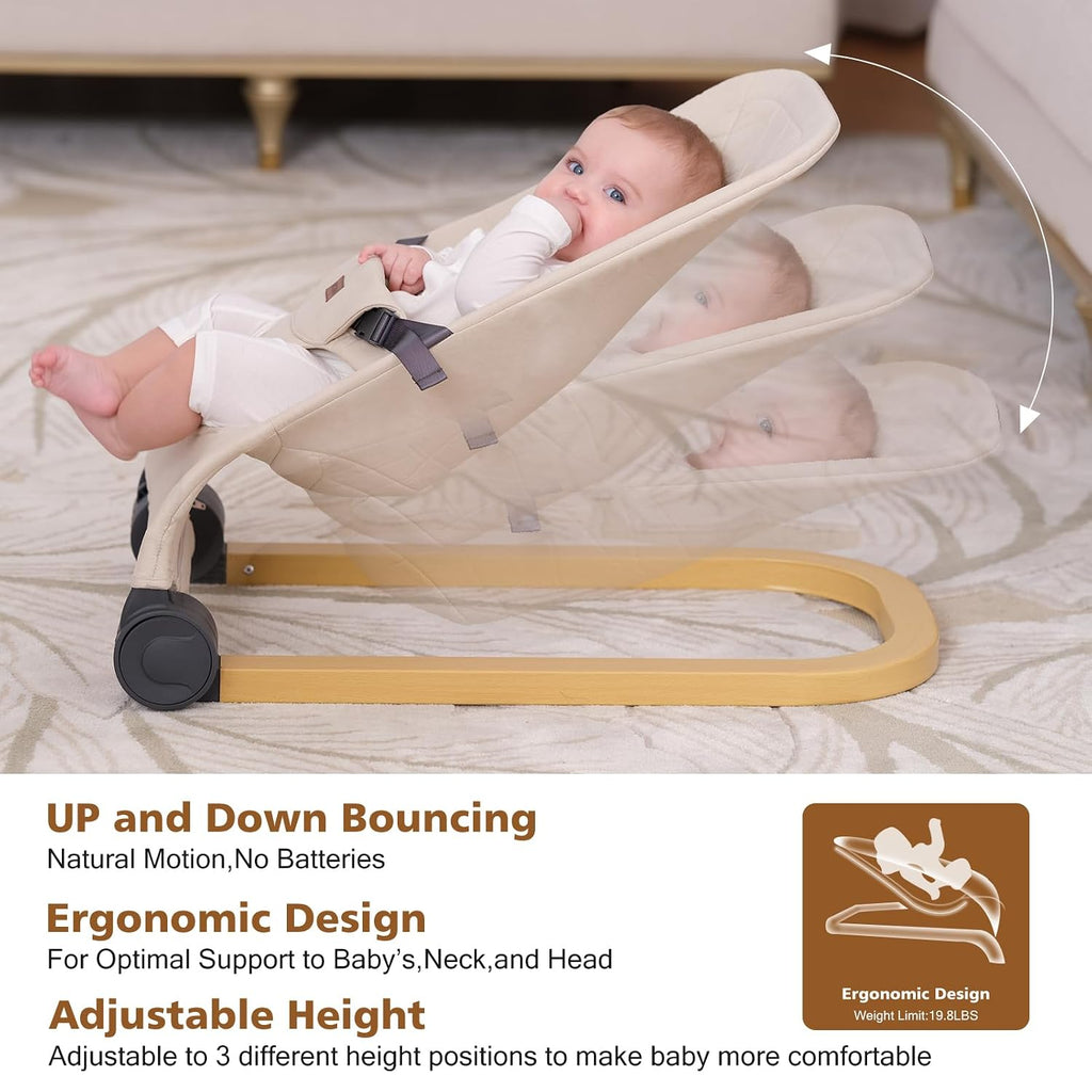 Bouncer, Portable & Foldable Baby Bouncer Seat, Beige