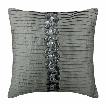 Throw Pillow Cover, Silver Decorative Pillow Covers 16x16 inch (40x40 cm) Silk Throw Pillows for Couch, Striped