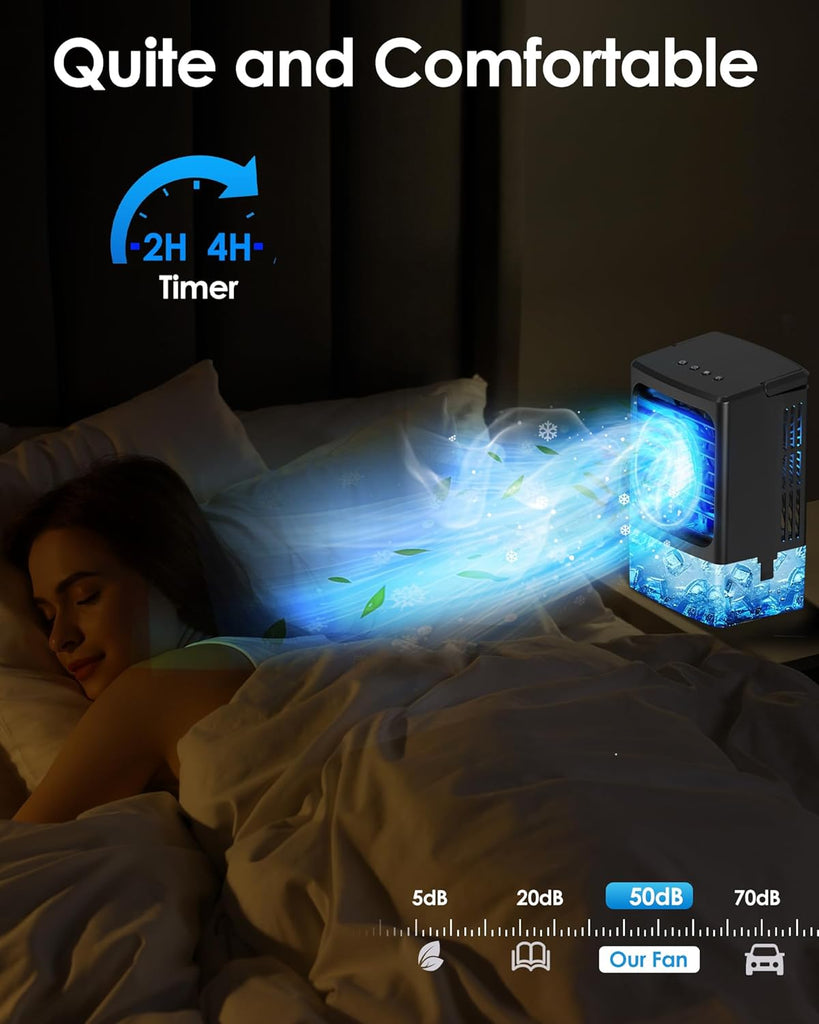 Mini Air Conditioner,Portable Air Conditioners,Evaporative Air Cooler Humidifier, 3 Speed Quiet Personal Cooling Fan