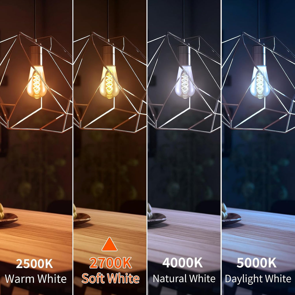 E26 ST64 Vintage Edison Light Bulbs, Smoky Grey Coated Glass, Dimmable, 4W(20W Equivalent) 150 Lumens, 2700K Soft