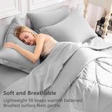 Full Comforter Sets Light Grey - 7 Pieces Bed in a Bag Full, Luxury Soft Bed Set for All Seasons
