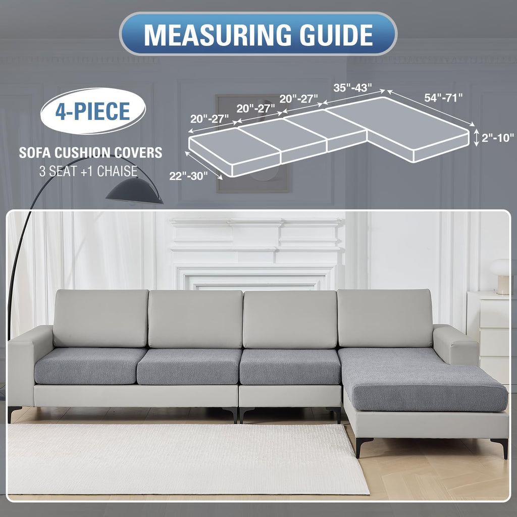 Couch Cushion Covers for Sectional Sofa Stretch Sofa Slipcovers Washable Wear-Resistant Sectional Couch Covers L